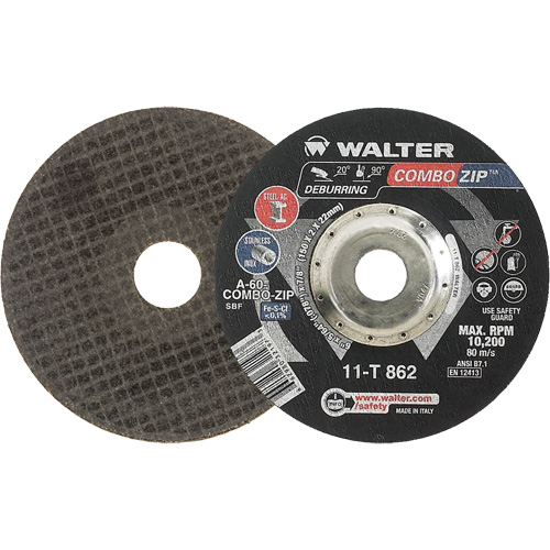 Meules &agrave; tronçonner renforc&eacute;es pour meuleuse &agrave; angle droit - Combo Zip, 6" x 5/64", Arbre de 7/8", Type 27 Distribution Industrielle GC
