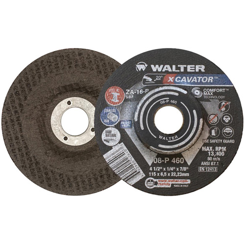 Meule XCAVATOR, 4-1/2" x 1/4", Arbre 7/8", Zirconium, Type 27 Distribution Industrielle GC