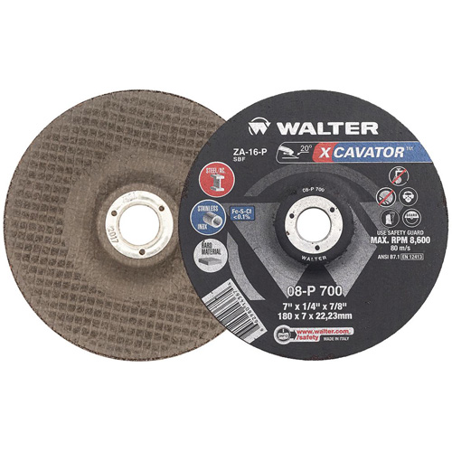 Meule XCAVATOR, 7" x 1/4", Arbre 7/8", Zirconium, Type 27 Distribution Industrielle GC
