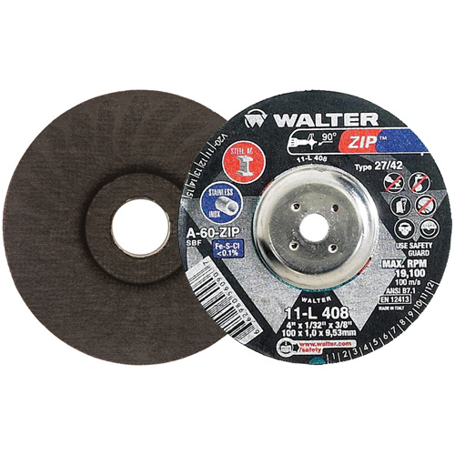 Zip Cutting and Grinding Wheel, 4" x 1/32", 3/8" Arbor, Type 27, 60 Grit, Aluminum Oxide Distribution Industrielle GC