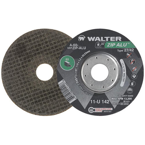 Meule &agrave; tronçonner Zip Alu, 5" x 3/64", Arbre de 7/8", Type 27, Oxyde d'aluminium, 12 200 Tr/min Distribution Industrielle GC