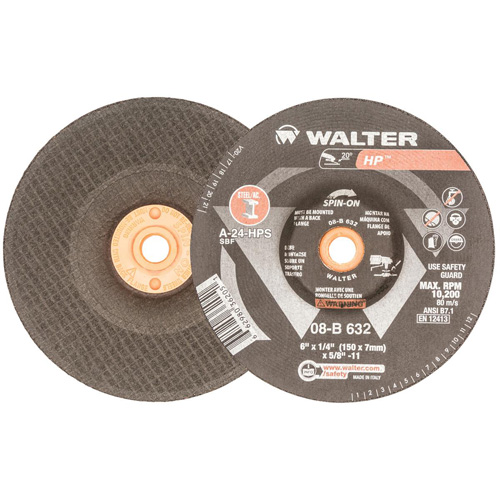 Disque de meulage et tronçonnage HP, 6" x 1/8", Arbre 5/8"-11, Oxyde d'aluminium, Type 27 Distribution Industrielle GC