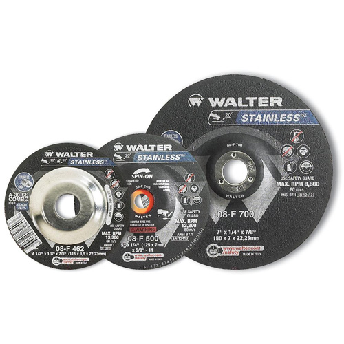 STAINLESS Grinding and Cutting Wheel, 4-1/2" x 1/4", 5/8"-11 Arbor, Type 28S, Aluminum Oxide, 13300 RPM Distribution Industrielle GC