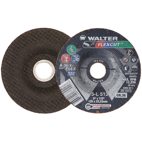 Meule FLEXCUT, 5", 36 Grain, Oxyde d'aluminium, 7/8", 12 200 Tr/min, Type 29 Distribution Industrielle GC