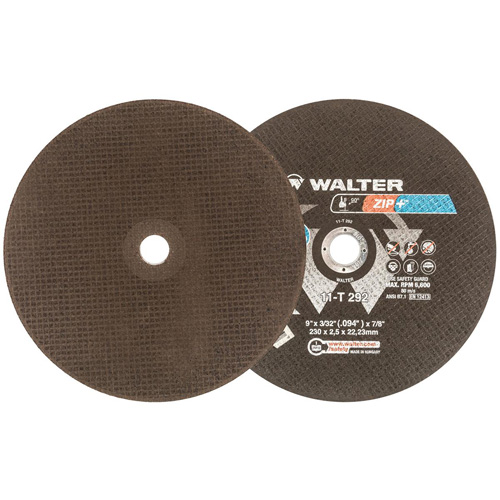 Meule &agrave; tronçonner pour usage intensif Zip+Xtra, 9" x 3/32", Arbre de 7/8", Type 1, Oxyde d'aluminium, 6600 Tr/min Distribution Industrielle GC