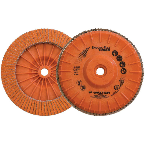 Disque &agrave; lamelles Turbo Enduro-Flex, 6" x 5/8"-11, Type 27S, Grain 36/60, C&eacute;ramique Distribution Industrielle GC
