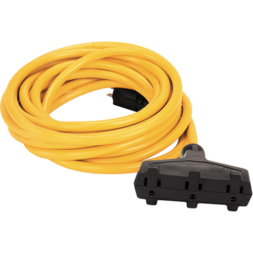 Vinyl Extension Cord, Outdoor, SJTW, 14/3 AWG, 15 A, 3 Outlet(s), 50' Distribution Industrielle GC