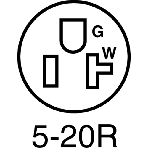 2-Pole 3-Wire Grounding Straight Blade Connector, 5-20P, Nylon Distribution Industrielle GC