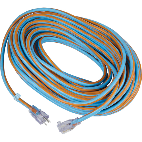 Cordon rallonge verrouillable toute saison en caoutchouc TPE Arctic Blue, Toutes saisons, SJEOW, AWG 12/3, 15 A, 100' Distribution Industrielle GC