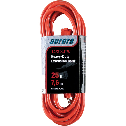 Cordon rallonge en vinyle, Ext&eacute;rieur, SJTW, AWG 14/3, 15 A, 25' Distribution Industrielle GC