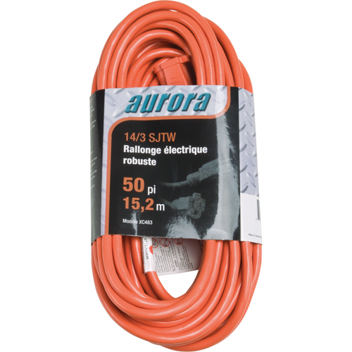 Cordon rallonge en vinyle, Ext&eacute;rieur, SJTW, AWG 14/3, 15 A, 50' Distribution Industrielle GC