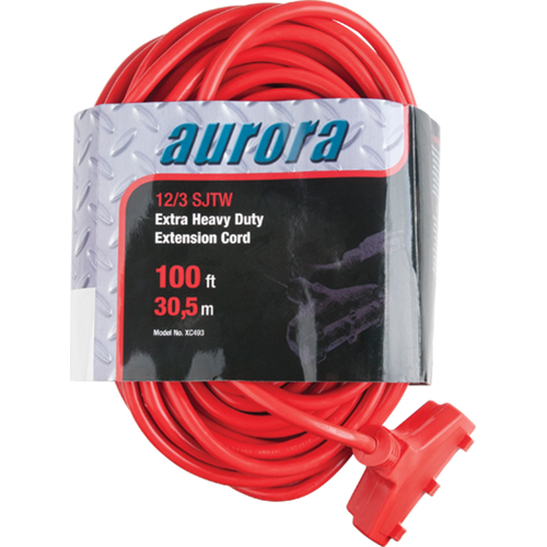 Vinyl Extension Cord, Outdoor, SJTW, 12/3 AWG, 15 A, 3 Outlet(s), 100' Distribution Industrielle GC