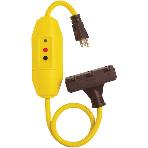 Cordons &agrave; trois prises avec disjoncteur de fuite &agrave; la terre, 120 V, 15 A, Cordon de 2' Distribution Industrielle GC