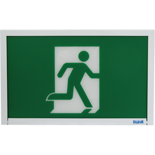 Running Man Exit Sign, LED, Battery Operated, 12" L x 7 1/2" W, Pictogram Distribution Industrielle GC