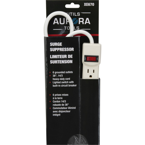 Limiteur de surtension, 6 Prises, 200 J, 1875 W, Cordon 3' Distribution Industrielle GC