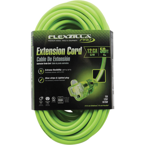 Cordon rallonge industriel Flexzilla Pro, Toutes saisons, SJTW, AWG 12/3, 15 A, 50' Distribution Industrielle GC