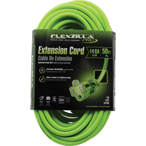 Cordon rallonge industriel Flexzilla Pro, Toutes saisons, SJTW, AWG 14/3, 15 A, 50' Distribution Industrielle GC