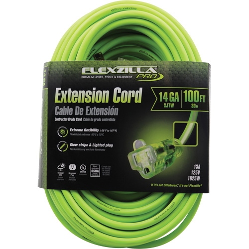 Cordon rallonge industriel Flexzilla Pro, Toutes saisons, SJTW, AWG 14/3, 15 A, 100' Distribution Industrielle GC