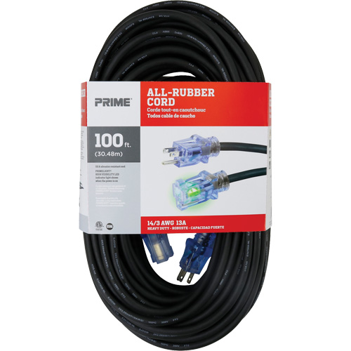 Cordon rallonge All-Rubber, Ext&eacute;rieur, SJOOW, AWG 14/3, 15 A, 100' Distribution Industrielle GC