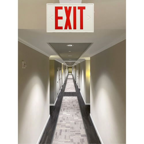 Exit Sign, LED, Battery Operated/Hardwired, 12-1/5" L x 7-1/2" W, English Distribution Industrielle GC