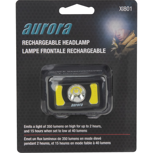 Lampe frontale, DEL, 350 lumens, 2 hres de fonctionnement, piles Rechargeable Distribution Industrielle GC