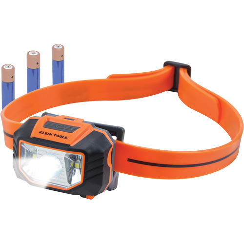 Lampe frontale avec bandeau en silicone pour casque de s&eacute;curit&eacute;, DEL, Piles AAA, Plastique Distribution Industrielle GC
