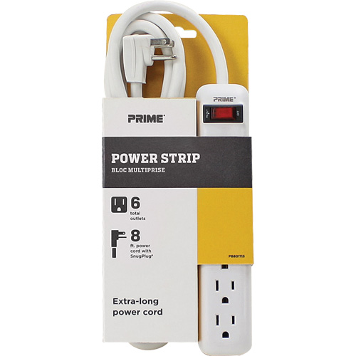 Power Strip, 6 Outlet(s), 8', 15 A, 1875 W, 125 V Distribution Industrielle GC