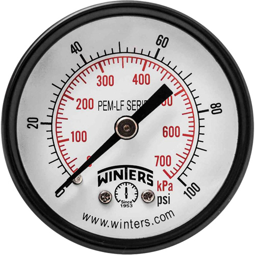 Manom&egrave;tre &eacute;conomique,  2", 0 - 100 psi, Fixation arri&egrave;re, Analogique Distribution Industrielle GC
