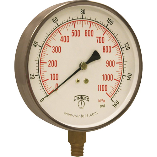 Manom&egrave;tre pour entrepreneur,  4-1/2", 0 - 160 psi, Fixation inf&eacute;rieure, Analogique Distribution Industrielle GC