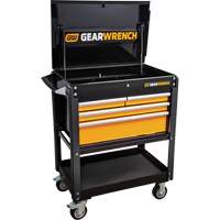 Chariot utilitaire, 4 tiroirs, 33" lo x 21" la x 42" h, Noir/Orange Distribution Industrielle GC