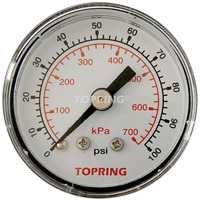 Manom&egrave;tre,  1-1/2", 0 - 100 psi, Fixation arri&egrave;re, Analogique Distribution Industrielle GC