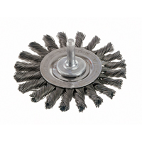 Brosses rotatives &agrave; fils nou&eacute;s - Brosse rotative &agrave; fils nou&eacute;s a/queue 1/4", fils nou&eacute;s standards, Dia. 4", Fils 0,014", Acier inoxydable Distribution Industrielle GC