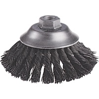 Brosses-boisseau &agrave; fils nou&eacute;s - Brosse-boisseau &eacute;vas&eacute;e, Dia. 6", Fils 0,02", Arbre 5/8"-11, Acier Distribution Industrielle GC