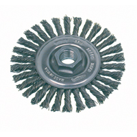 Brosse rotative &agrave; fils nou&eacute;s pour petites meuleuses haute vitesse, pour passe de fond, Dia. 4", Fils 0,02", Arbre 5/8"-11, Acier inoxydable Distribution Industrielle GC