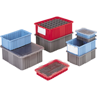 Contenants Divider Box, Poly&eacute;thyl&egrave;ne, 10,8" la x 8,3" p x 2,5" h, Gris Distribution Industrielle GC