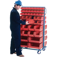 Support mobile deux c&ocirc;t&eacute;s pour bacs, &agrave; deux c&ocirc;t&eacute;s, 96 bacs, 36" la x 24" p x 63" h Distribution Industrielle GC