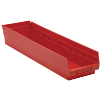 Bacs de rangement pour tablettes, 6-5/8" la x 4" H x 23-5/8" p, Rouge, Capacit&eacute; 50 lb Distribution Industrielle GC