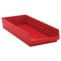 Bacs de rangement pour tablettes, 11-1/8" la x 4" H x 23-5/8" p, Rouge, Capacit&eacute; 50 lb Distribution Industrielle GC