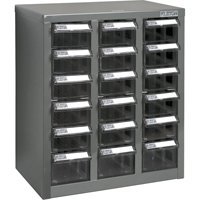 Casiers pour pi&egrave;ces KPC-600, Acier galvanis&eacute;, 18 tiroirs, 13-9/10" x 8-7/10" x 16-3/10", Gris Distribution Industrielle GC