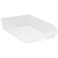 Bacs de rangement pour tablettes, 11-1/8" la x 4" H x 17-7/8" p, Transparent, Capacit&eacute; 40 lb Distribution Industrielle GC