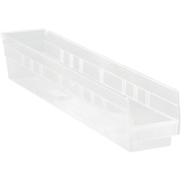 Bacs de rangement pour tablettes, 4-1/8" la x 4" H x 23-5/8" p, Transparent, Capacit&eacute; 50 lb Distribution Industrielle GC