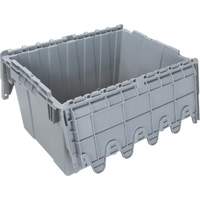 Contenant de distribution en plastique avec dessus basculant, 21,65" x 15,5" x 12,5", Gris Distribution Industrielle GC