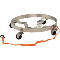 Chariots &agrave; &eacute;tages multiples pour baril, Acier inoxydable, Capacit&eacute;e 900 lb, Diam&egrave;tre 23-1/2", Roue en Caoutchouc Distribution Industrielle GC