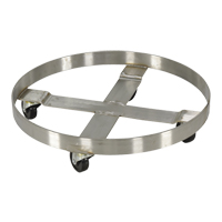 Chariots pour barils, Acier inoxydable, Capacit&eacute;e 800 lb, Diam&egrave;tre 23-1/4", Roue en Caoutchouc Distribution Industrielle GC