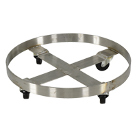 Chariots pour barils, Acier inoxydable, Capacit&eacute;e 800 lb, Diam&egrave;tre 23-1/4", Roue en Caoutchouc Distribution Industrielle GC