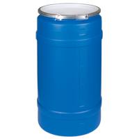 Barils en poly&eacute;thyl&egrave;ne, 30 gal. US (25 gal. imp.), Dessus ouvert, Bleu Distribution Industrielle GC