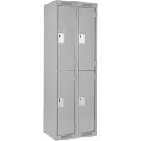 Clean Line Lockers, 2 -tier, Bank of 2, 24" x 18" x 72", Steel, Grey, Rivet (Assembled) Distribution Industrielle GC