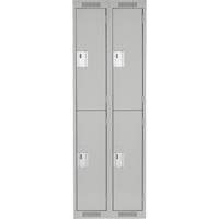 Clean Line Lockers, 2 -tier, Bank of 2, 24" x 18" x 72", Steel, Grey, Rivet (Assembled) Distribution Industrielle GC