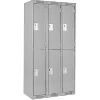 Clean Line Lockers, 2 -tier, Bank of 3, 36" x 18" x 72", Steel, Grey, Rivet (Assembled) Distribution Industrielle GC