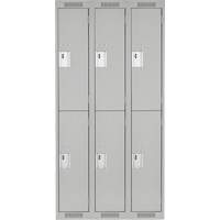 Clean Line Lockers, 2 -tier, Bank of 3, 36" x 18" x 72", Steel, Grey, Rivet (Assembled) Distribution Industrielle GC